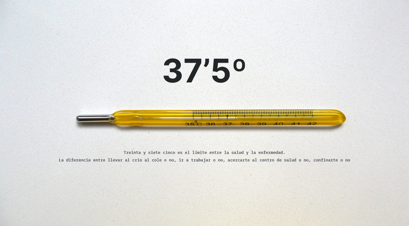 imagen de un termómetro con el título del proyecto 37'5